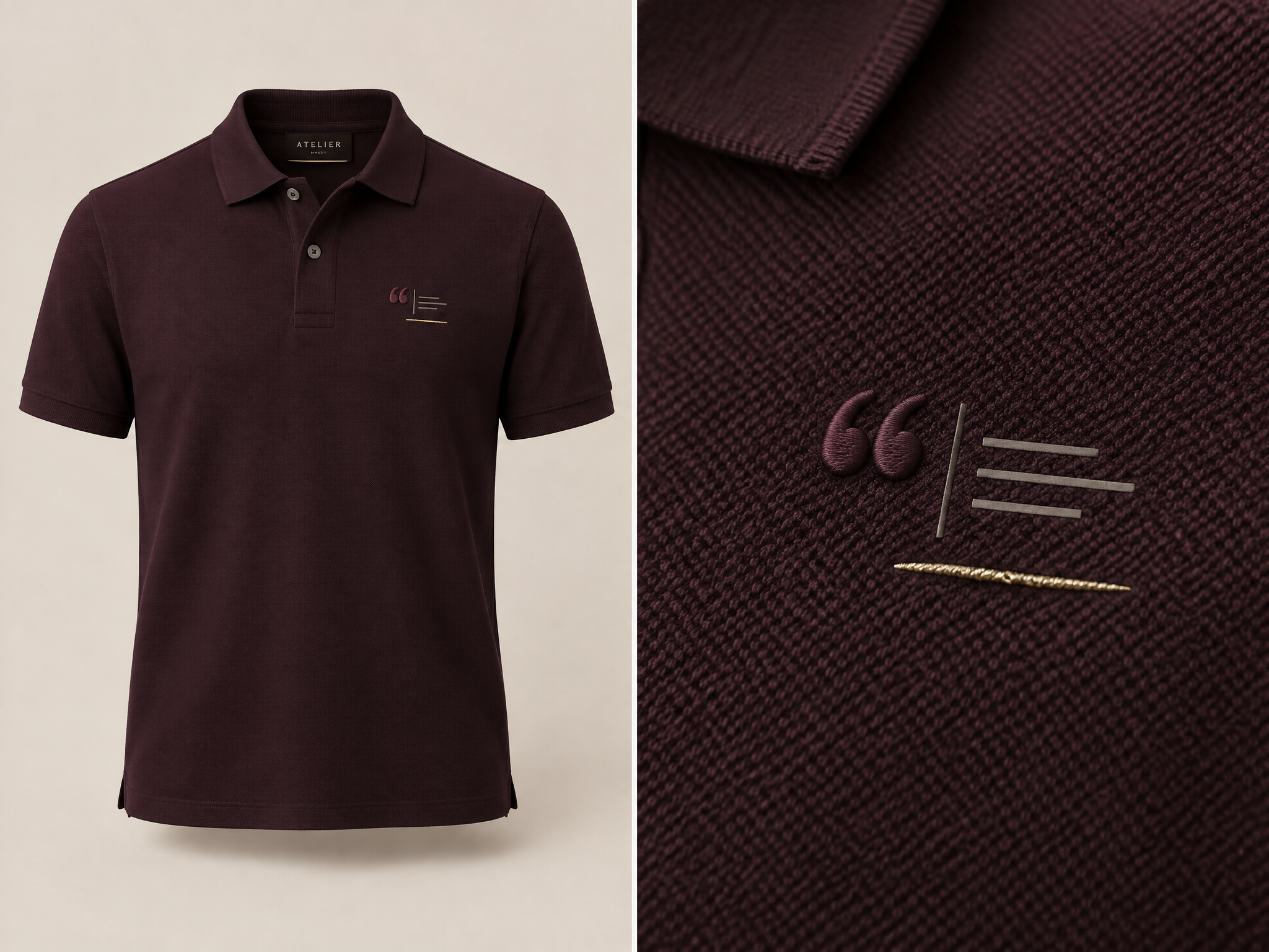 Serigrafi baskı detayı — tırnak deseni, bordo polo yaka